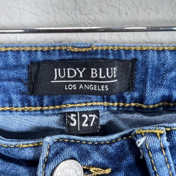 Judy‎ Blue Distressed Skinny Jeans Rainbow Patches Denim Womens Size 5/ 27 - Picture 5 of 11